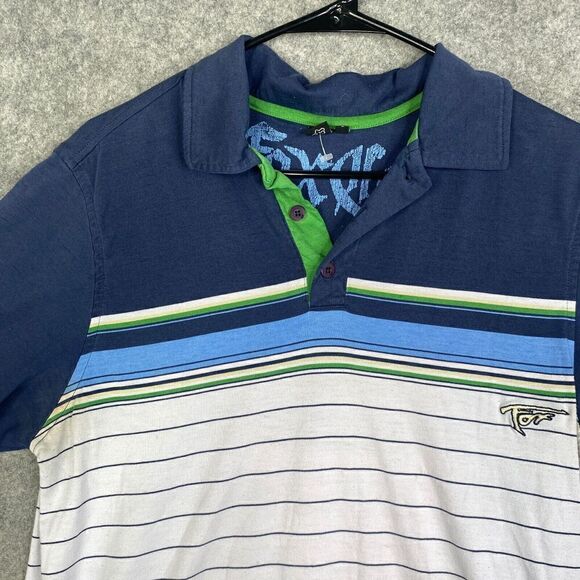 Fox Racing Polo Shirt Mens Large Stripe Outdoor Casual Biking Activewear - Picture 2 of 11